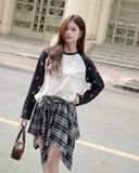  Áo Nỉ Raglan Tay Dài Hoạ Tiết Ngôi Sao MADMIND D14 - Màu Trắng Phối Tay Đen 