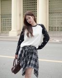  Áo Nỉ Raglan Tay Dài Hoạ Tiết Ngôi Sao MADMIND D14 - Màu Trắng Phối Tay Đen 