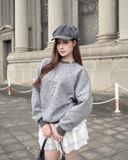  Áo Sweater Ngôi Sao Form Croptop MADMIND D8 - Màu Xám Đậm 