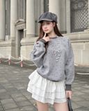  Áo Sweater Ngôi Sao Form Croptop MADMIND D8 - Màu Xám Đậm 