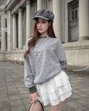  Áo Sweater Ngôi Sao Form Croptop MADMIND D8 - Màu Xám Đậm 