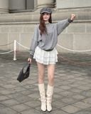  Áo Sweater Ngôi Sao Form Croptop MADMIND D8 - Màu Xám Đậm 