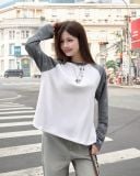  Áo Nỉ Raglan Tay Dài Hoạ Tiết Ngôi Sao MADMIND D14 - Màu Trắng Phối Tay Xám 