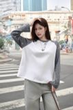  Áo Nỉ Raglan Tay Dài Hoạ Tiết Ngôi Sao MADMIND D14 - Màu Trắng Phối Tay Xám 