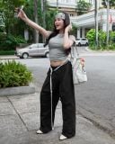  [ TẶNG KÈM DÂY NỊT ] Quần Dù Dài Ống Rộng ECHO MADMIND - Màu Đen 