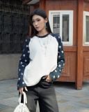  Áo Thun Raglan Tay Dài Hoạ Tiết Ngôi Sao MADMIND D15 - Xanh Navi 