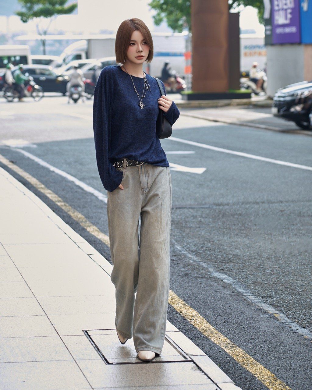  Áo Len Dài Tay Cổ Tròn MADMIND D11 - Màu Xanh 