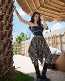  [ MẶC 2 KIỂU ] Chân Váy Nữ Thiết Kế CATCHY MADMIND - Màu Xám Sọc Rêu 