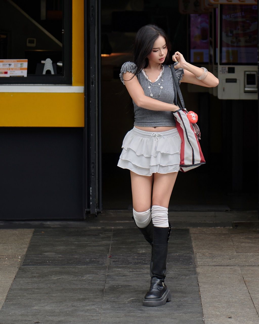  Áo Nữ Ôm Body PIE MADMIND - Màu Xám Tiêu 