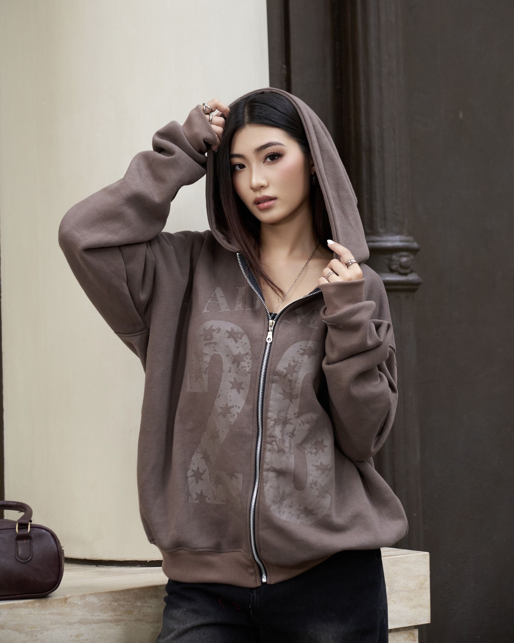  Áo Khoác Hoodie Zip MADMIND K1 - Màu Nâu 