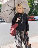  Áo Sweater Trơn MADMIND D8 - Màu Đen Muối TIêu 