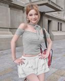  Áo Nữ Trễ Vai OREO MADMIND - Màu Xám Tiêu 