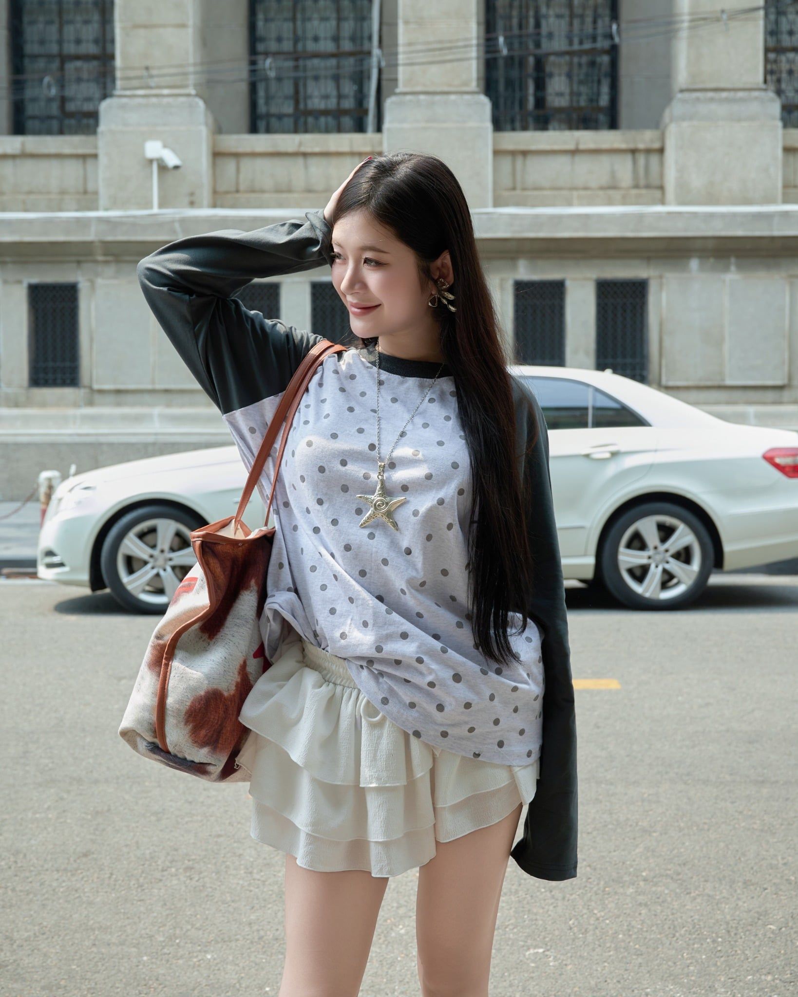  Áo Thun Raglan Tay Dài Hoạ Tiết Chấm Bi MADMIND D15 - Màu Tay Xám 