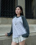  Áo Thun Raglan Tay Dài Hoạ Tiết Chấm Bi MADMIND D15 - Màu Tay Xám 