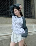  Áo Thun Raglan Tay Dài Hoạ Tiết Chấm Bi MADMIND D15 - Màu Tay Xám 