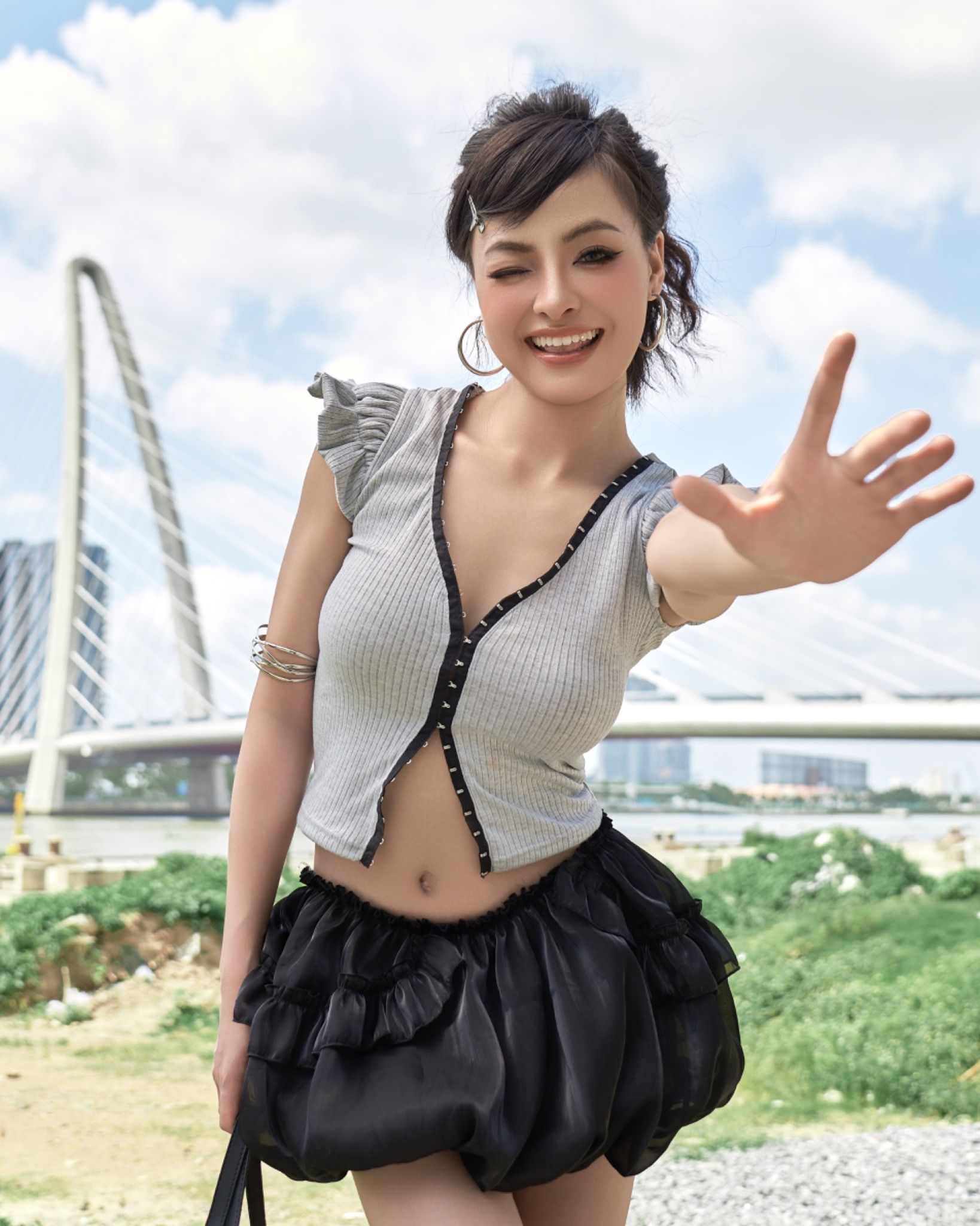  Áo Nữ Ôm Body COOKIE MADMIND - Màu Xám 