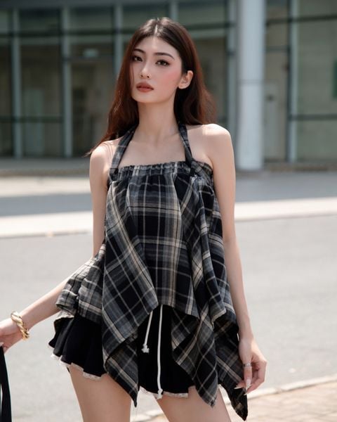  [ MẶC 2 KIỂU ] Chân Váy Nữ Thiết Kế CATCHY MADMIND  - Màu Đen Sọc Nâu 