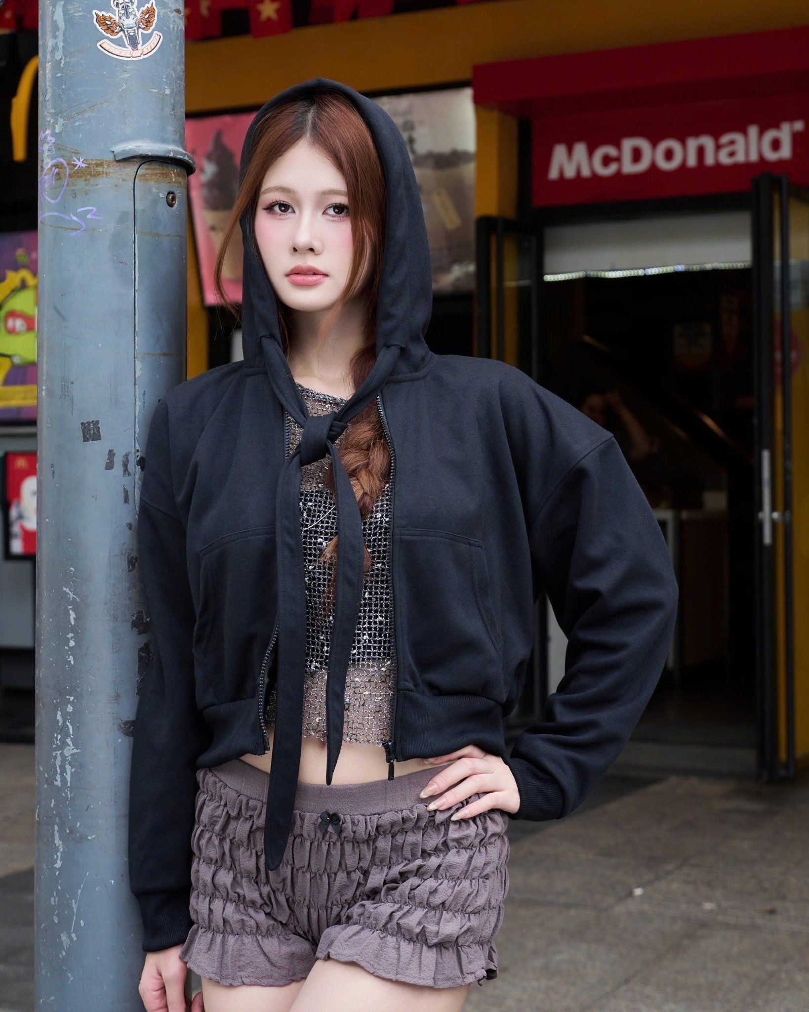  Áo Khoác Hoodie Zip POPPY - Màu Đen 