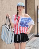  Áo Nữ Trễ Vai AMER MADMIND - Màu Trắng 