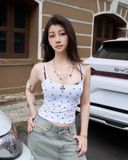  Áo 2 Dây Hoạ Tiết Ngôi Sao A39 MADMIND - Màu Trắng 