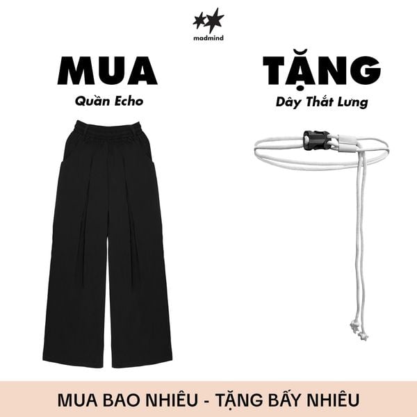  [ TẶNG KÈM DÂY NỊT ] Quần Dù Dài Ống Rộng ECHO MADMIND - Màu Đen 