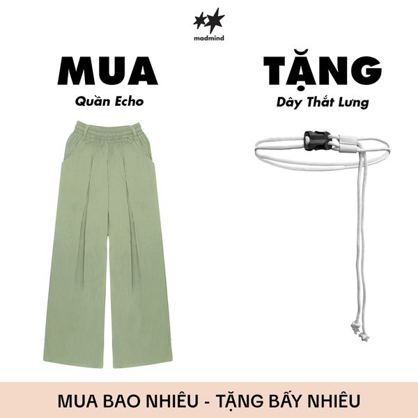  [ TẶNG KÈM DÂY NỊT ] Quần Dù Dài Ống Rộng ECHO MADMIND - Màu Xanh Bơ 