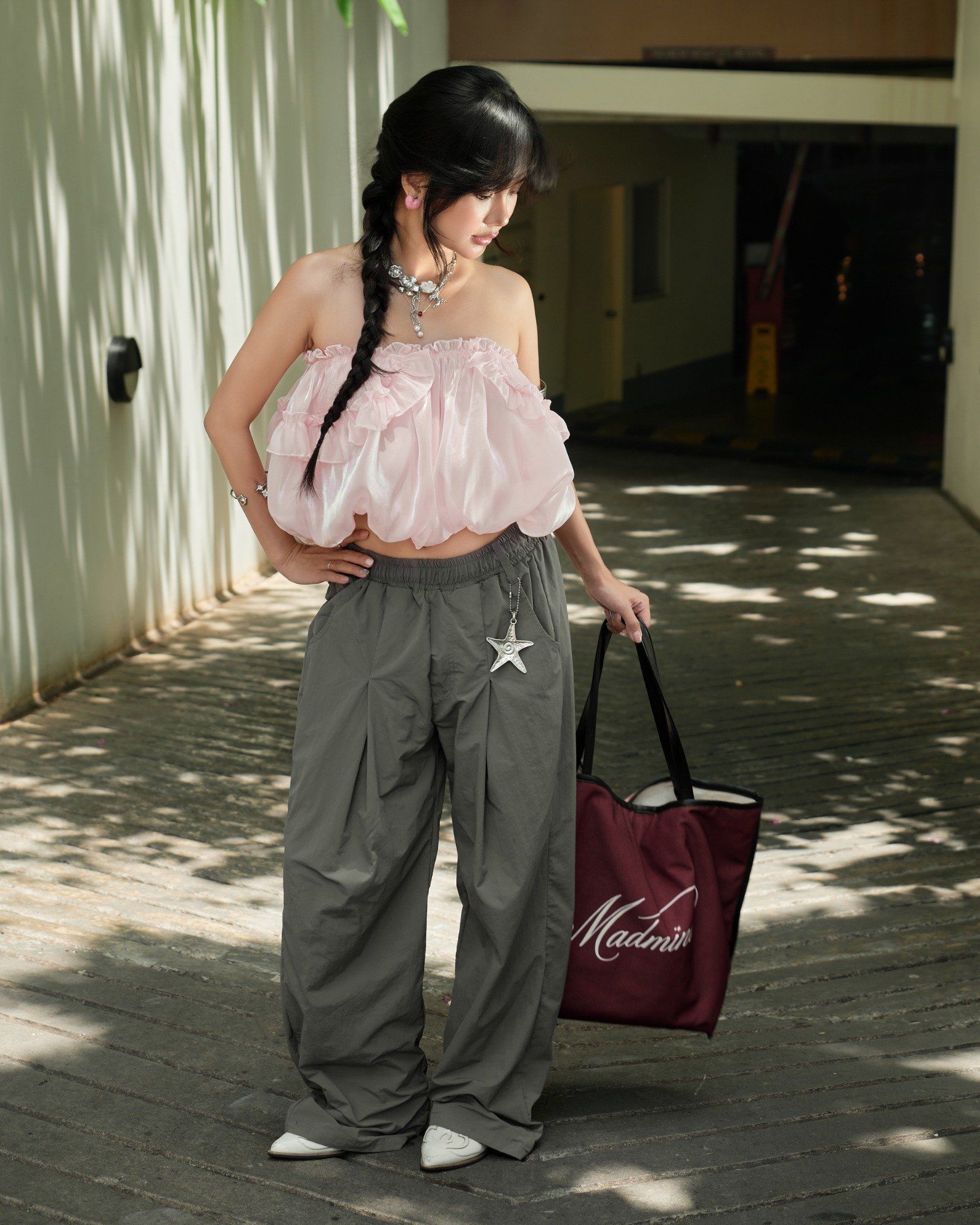  [ TẶNG QUẦN BẢO HỘ ] Chân Váy Nữ Dáng Bí GUMMY MADMIND - Màu Hồng 