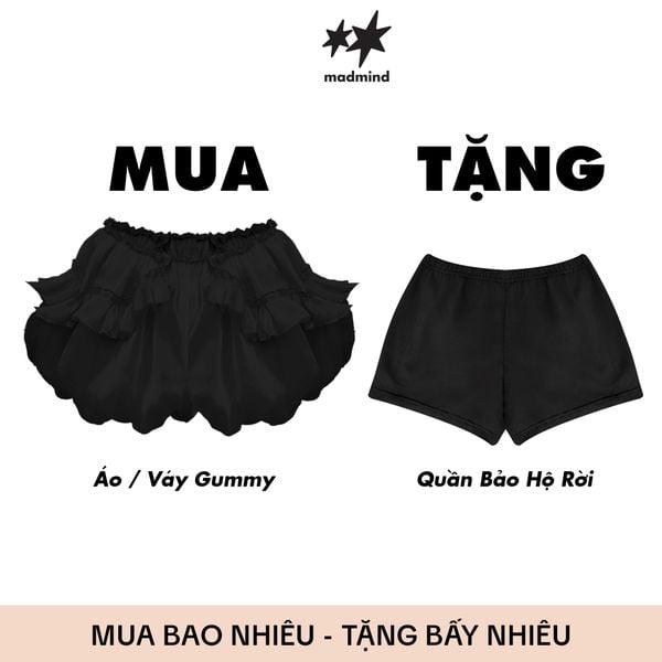  [ TẶNG QUẦN BẢO HỘ ] Chân Váy Nữ Dáng Bí GUMMY MADMIND - Màu Đen 