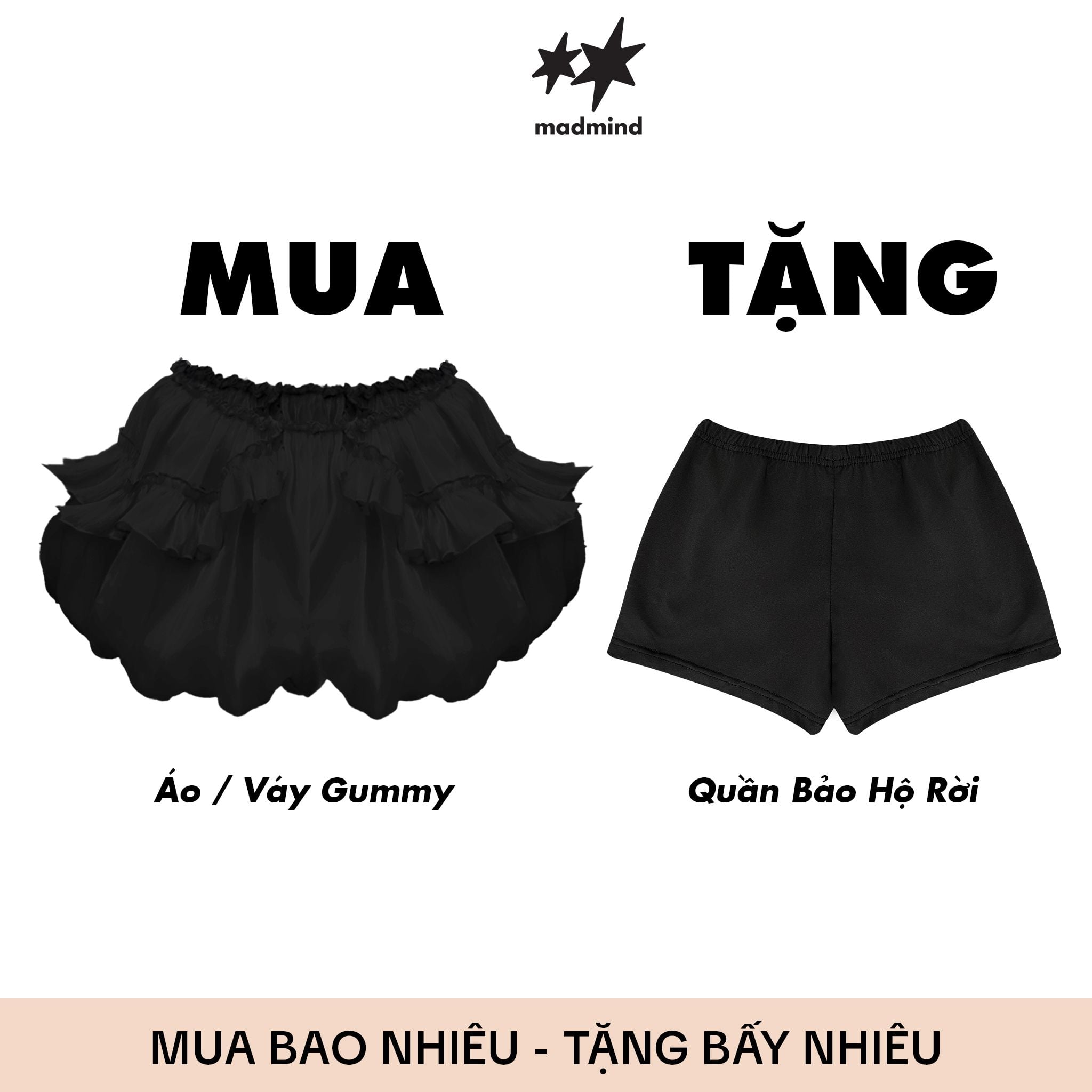  [ TẶNG QUẦN BẢO HỘ ] Chân Váy Nữ Dáng Bí GUMMY MADMIND - Màu Đen 