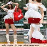  Quần Ngắn Nhún Thun Phối Nơ Hearty Short MADMIND - Màu Đỏ 