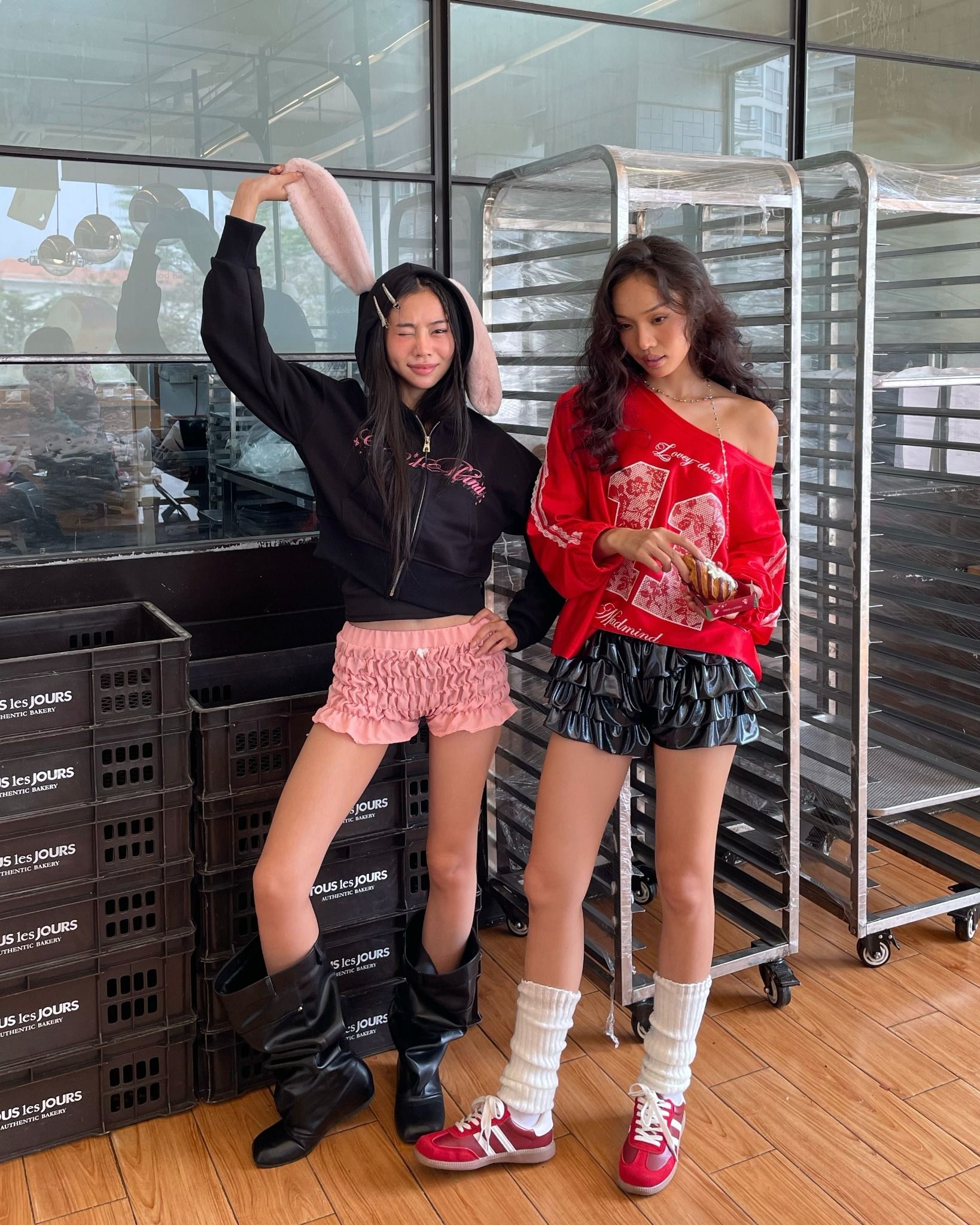  Quần Ngắn Nhún Thun Phối Nơ Hearty Short MADMIND - Màu Hồng 