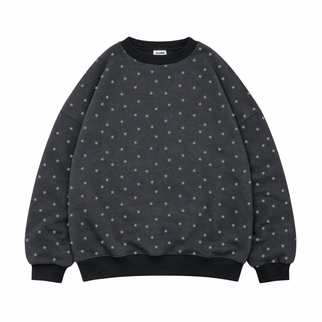  Áo Nỉ Sweater Ngôi Sao MADMIND D8 - Màu Xám Chì 
