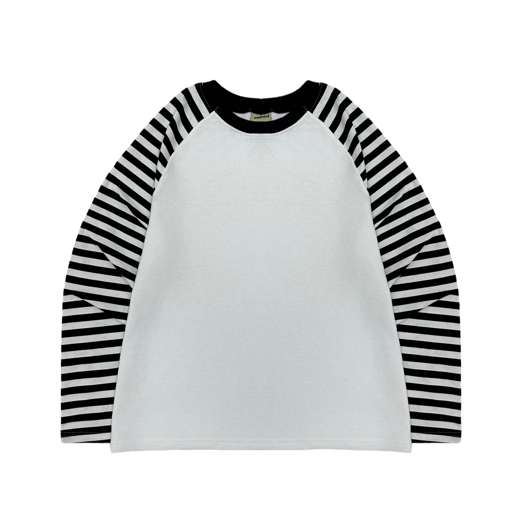  Áo Nỉ Raglan Tay Dài Hoạ Tiết Ngôi Sao MADMIND D14 - Màu Sọc Đen 