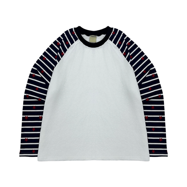  Áo Nỉ Raglan Tay Dài Hoạ Tiết Ngôi Sao MADMIND D14 - Màu Sọc Xanh 