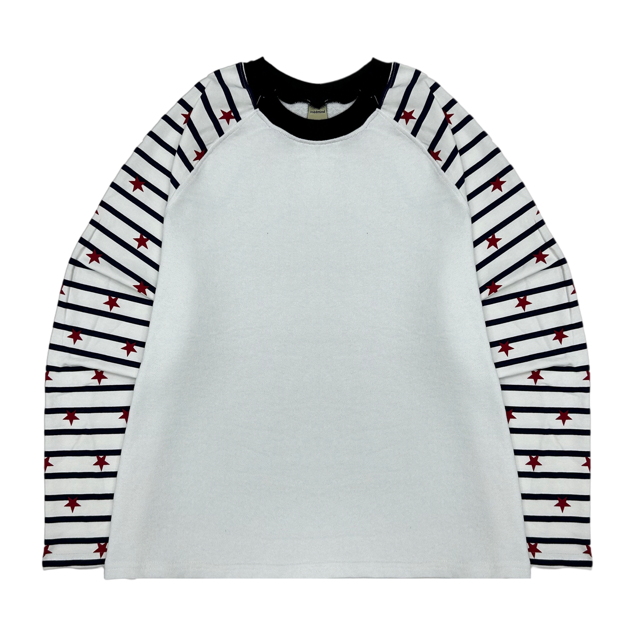  Áo Nỉ Raglan Tay Dài Hoạ Tiết Ngôi Sao MADMIND D14 - Màu Sọc Trắng 