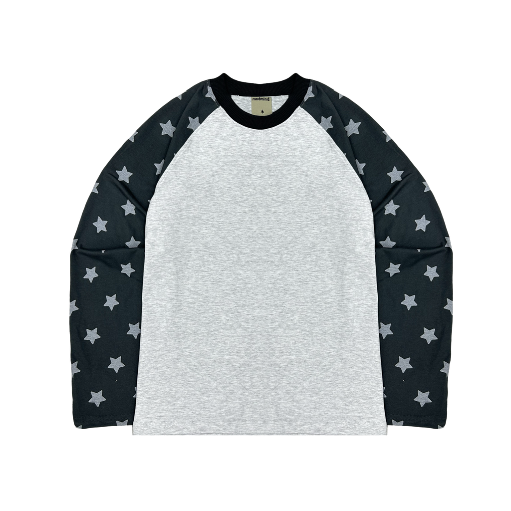  Áo Thun Raglan Tay Dài Hoạ Tiết Ngôi Sao MADMIND D15 - Xám Chì 