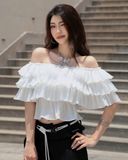  [ MẶC 4 KIỂU ] Áo Nữ Trễ Vai PUDDING MADMIND - Màu Trắng 