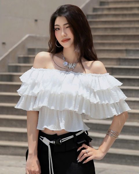  [ MẶC 4 KIỂU ] Áo Nữ Trễ Vai PUDDING MADMIND - Màu Trắng 