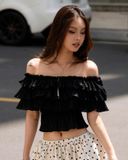  [ MẶC 4 KIỂU ] Áo Nữ Trễ Vai PUDDING MADMIND - Màu Đen 