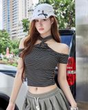  Áo Nữ Trễ Vai OREO MADMIND - Màu Đen 