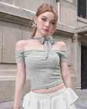  Áo Nữ Trễ Vai OREO MADMIND - Màu Xám Tiêu 