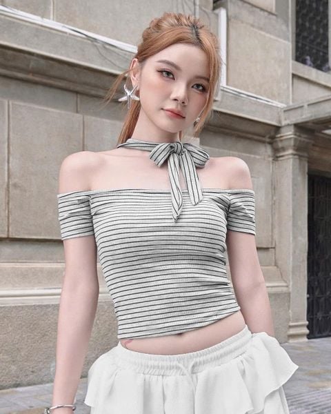  Áo Nữ Trễ Vai OREO MADMIND - Màu Xám Tiêu 