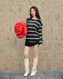  Áo Rộng, Tay Dài Trễ Vai MADMIND D9 - Màu Sọc Đen 