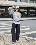  Áo Rộng, Tay Dài Trễ Vai MADMIND D9 - Màu Sọc Nhỏ 