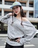  Áo Rộng, Tay Dài Trễ Vai MADMIND D9 - Màu Sọc Nhỏ 