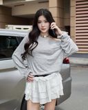  Áo Rộng, Tay Dài Trễ Vai MADMIND D9 - Màu Xám 