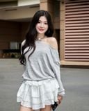  Áo Rộng, Tay Dài Trễ Vai MADMIND D9 - Màu Xám 