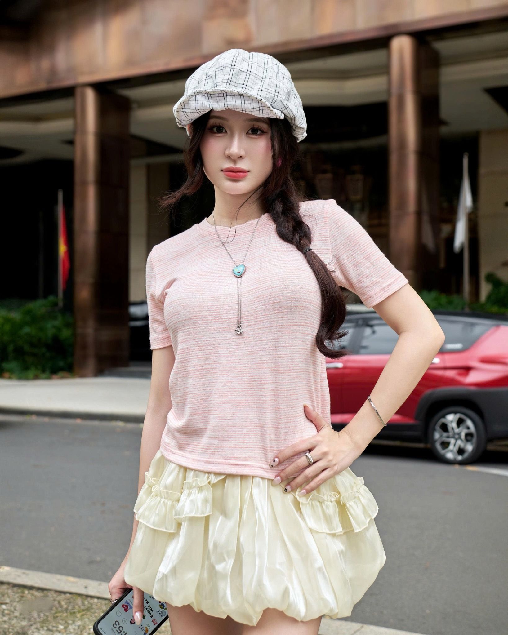  Áo Suông Tay Ngắn MADMIND A36 - Màu Sọc Hồng 