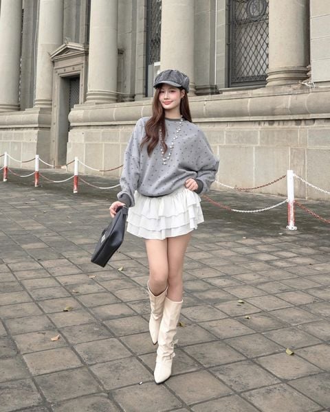  Áo Sweater Ngôi Sao Form Croptop MADMIND D8 - Màu Xám 