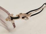  Gọng kính khoan ba mảnh titanium màu vàng tây phối xanh đen Banerina phong cách Italy. 
